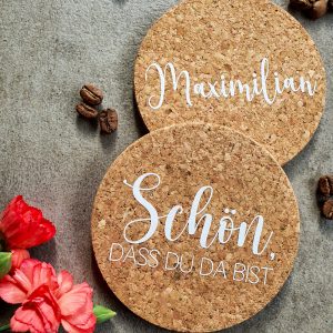 Korkuntersetzer Hochzeit personalisiert mit Namen