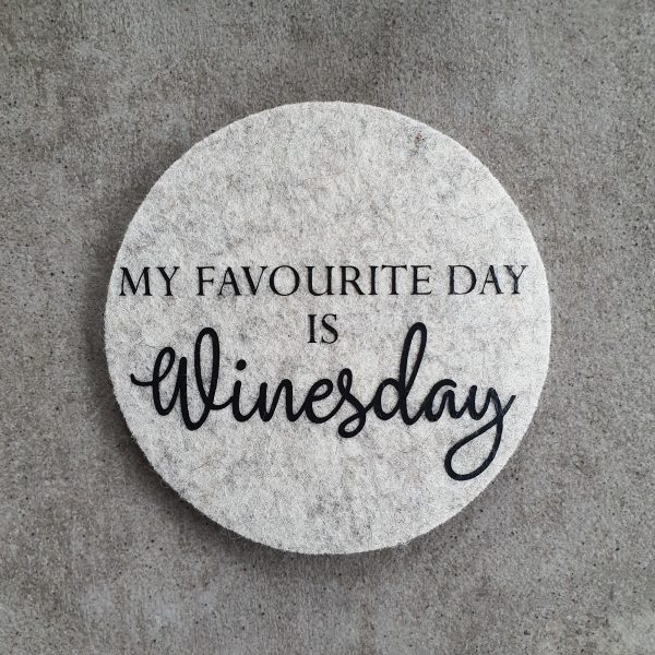 Filzuntersetzer Set Wine My favourite day is Winesday